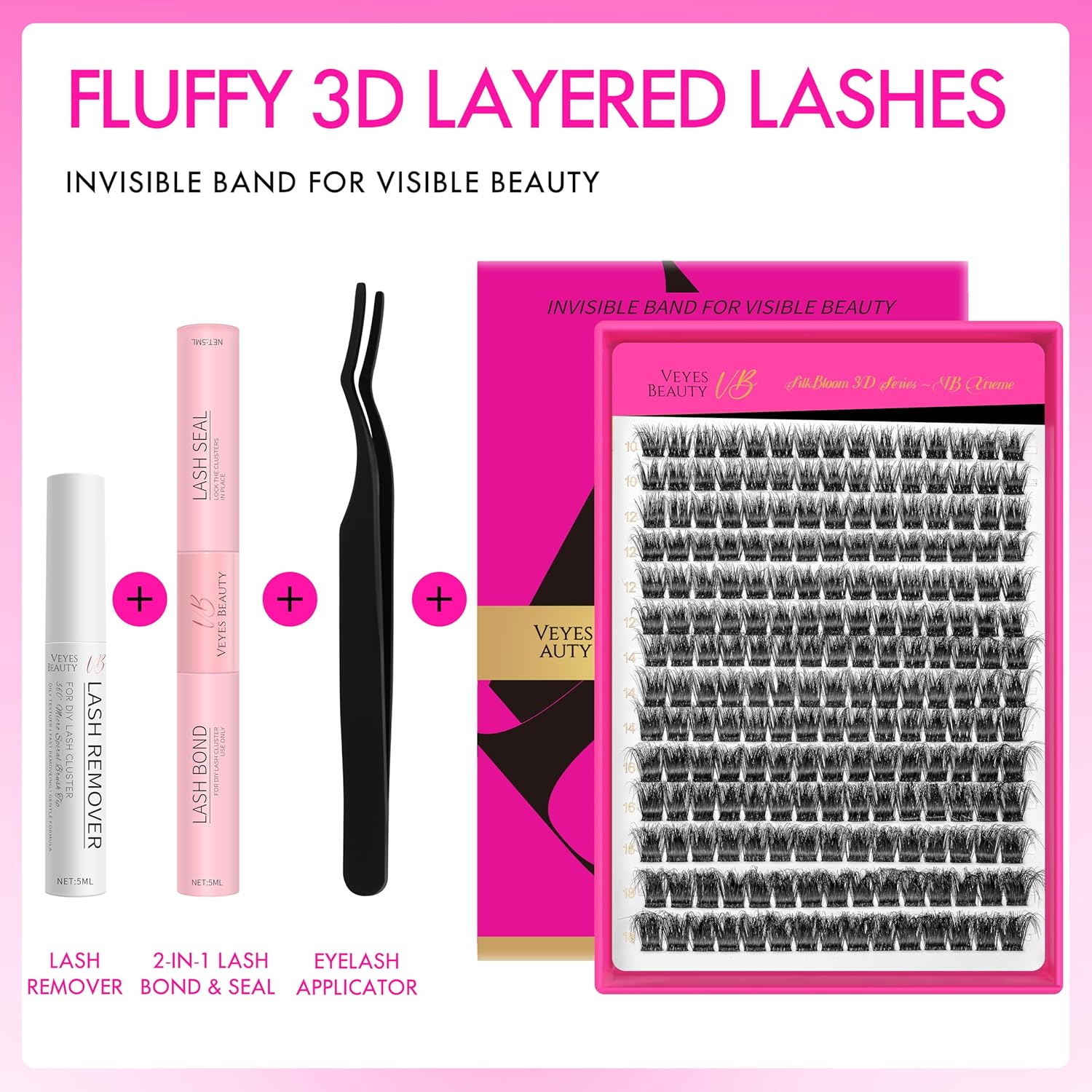 Detalle 2 de VEYESBEAUTY Lash Clusters Kit 10-18mm