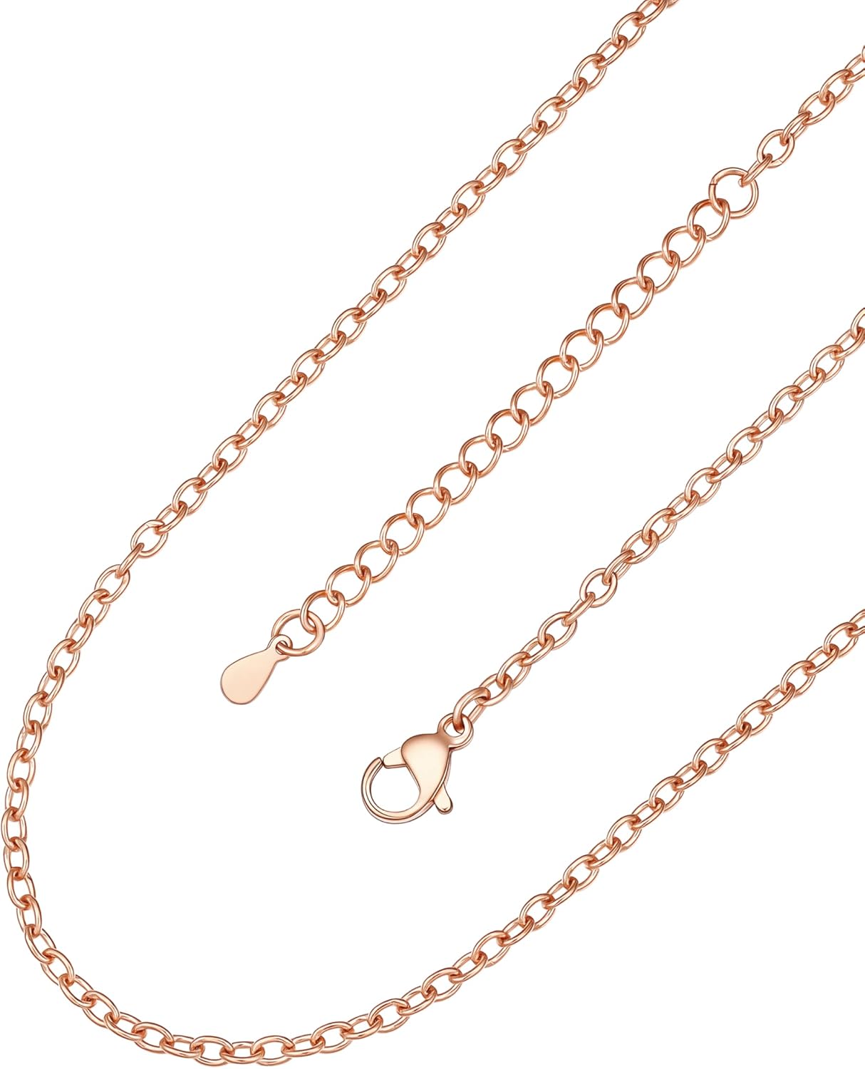 Detalle de ChainsPro Collier Femme Acier Inoxydable 2 mm – Or/Argenté/Or Rose/Noir, Ajustable 46–76 cm