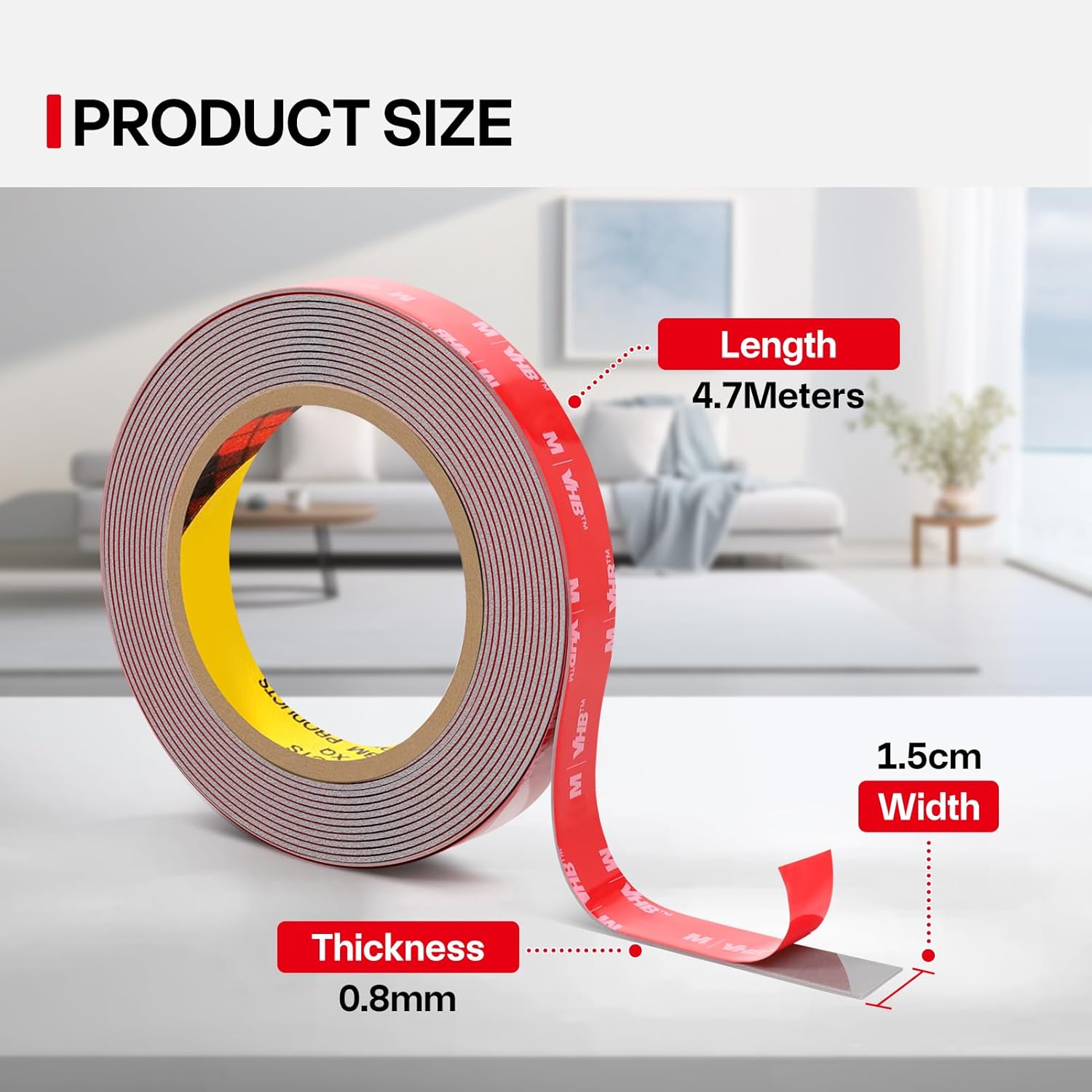 Thumbnail 1 de FIXCHORD Heavy Duty Double Sided Tape: Extra Strong, Waterproof Acrylic Foam, 15.4ft x 0.59in