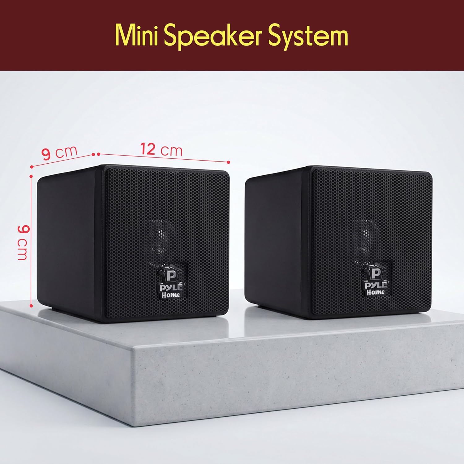 Thumbnail 6 de Pyle 7.6cm Mini Cube Bookshelf Speakers — 100W Pair for Home Audio
