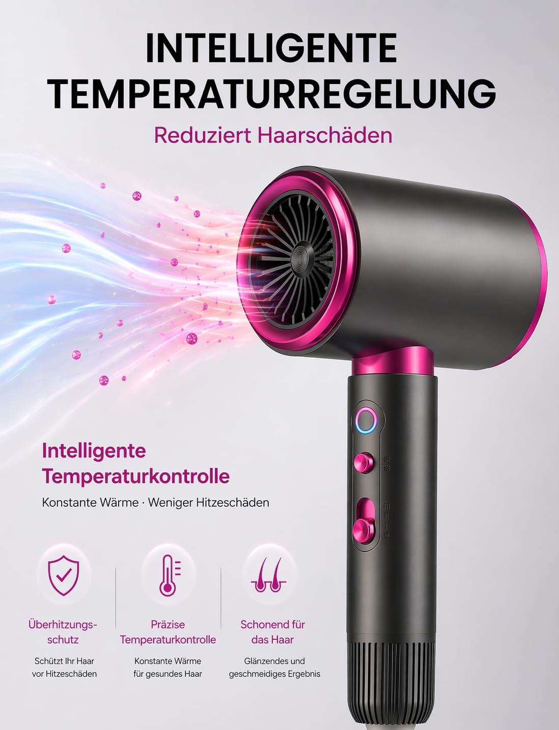 Thumbnail 6 de DMTIVMG Haartrockner Ionen 2200W: Schnelles Trocknen, Diffusor und Konzentrator – ideal für unterwegs