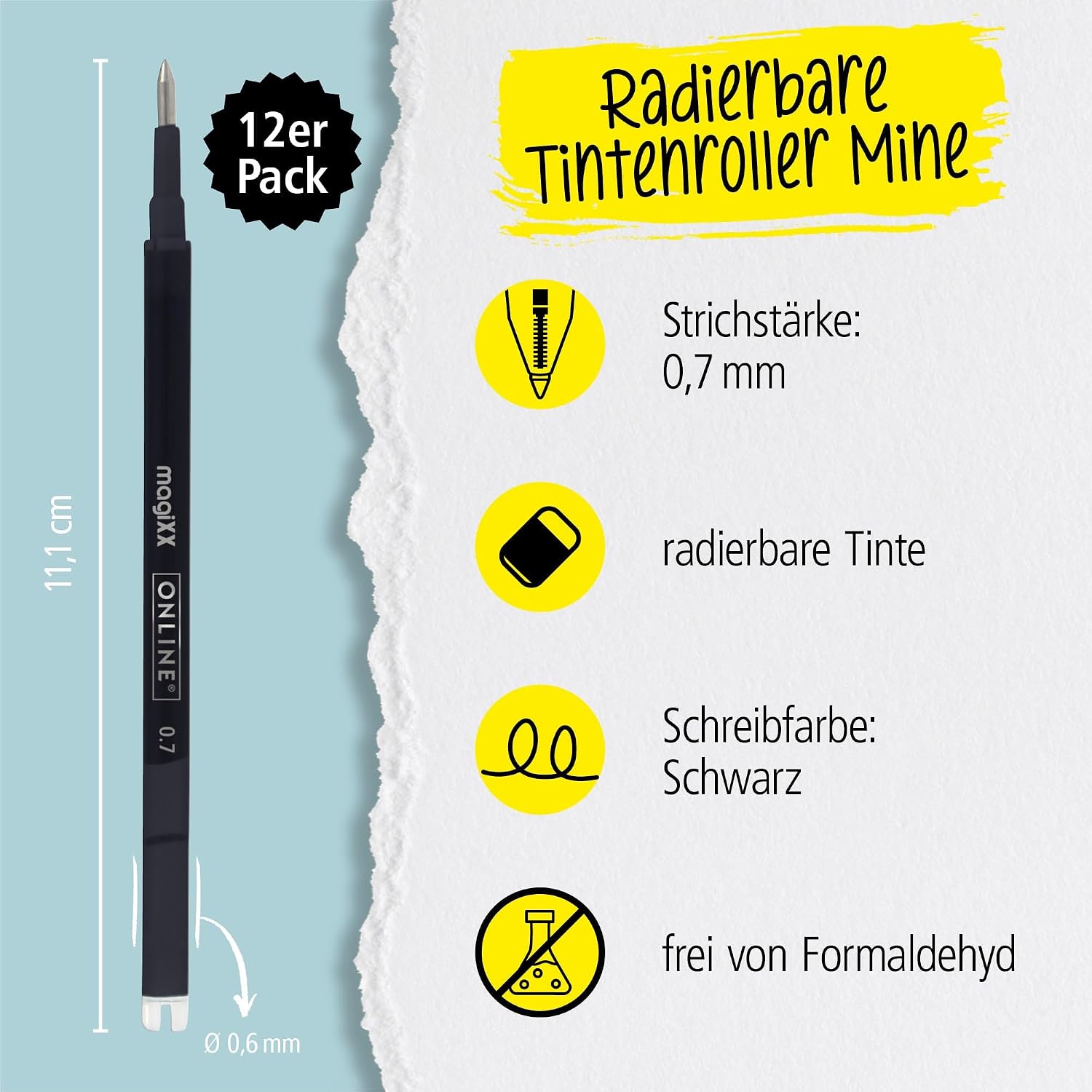 Detalle 2 de Online Ersatzminen radierbar 0,7 mm 12er Pack 🖊