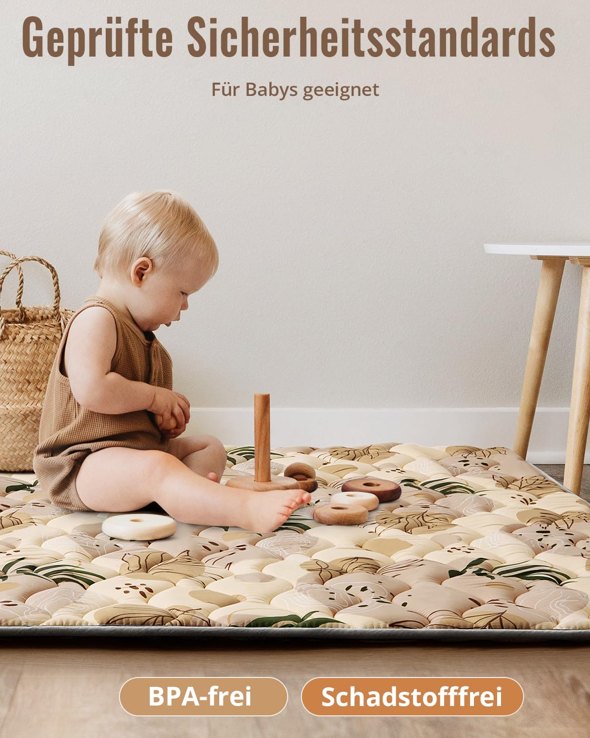 Thumbnail 5 de Blissful Diary Krabbelmatte 150x150 cm – rutschfest, faltbar und waschbar für Baby & Kind