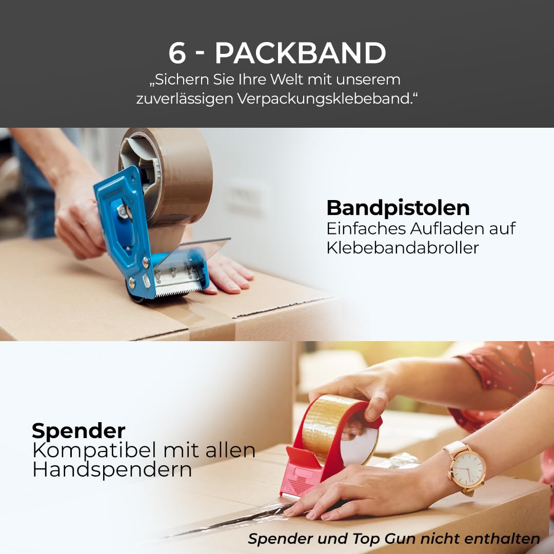 Detalle 2 de Stick Well Verpackungsklebeband (braun) – Industrieklebeband für Pakete, 6 Rollen, 48 mm x 66 m