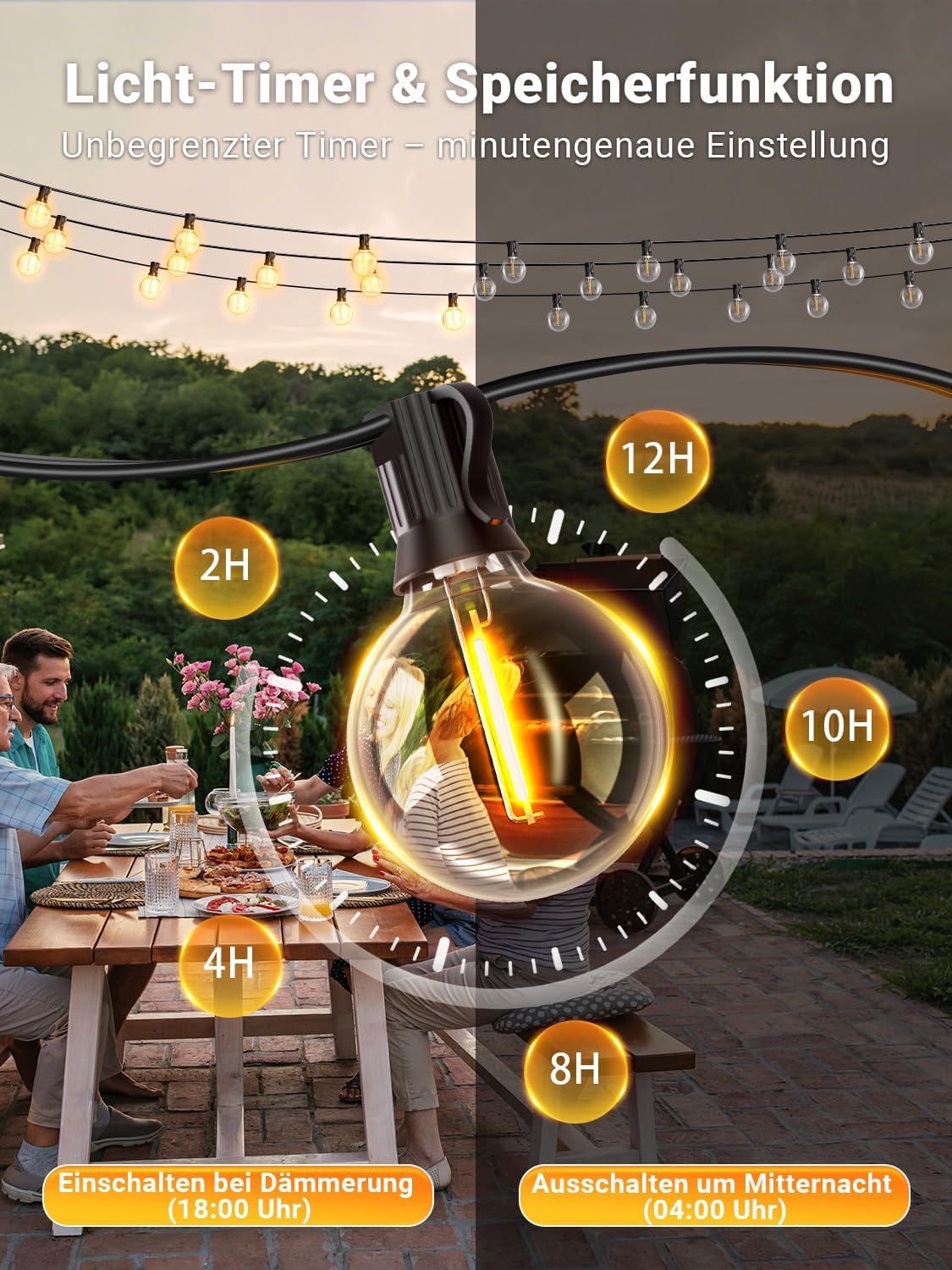 Thumbnail 3 de Lichterkette Außen mit App-Steuerung, 30 m – G40 LED, Musik-Sync, IP44, 24 V