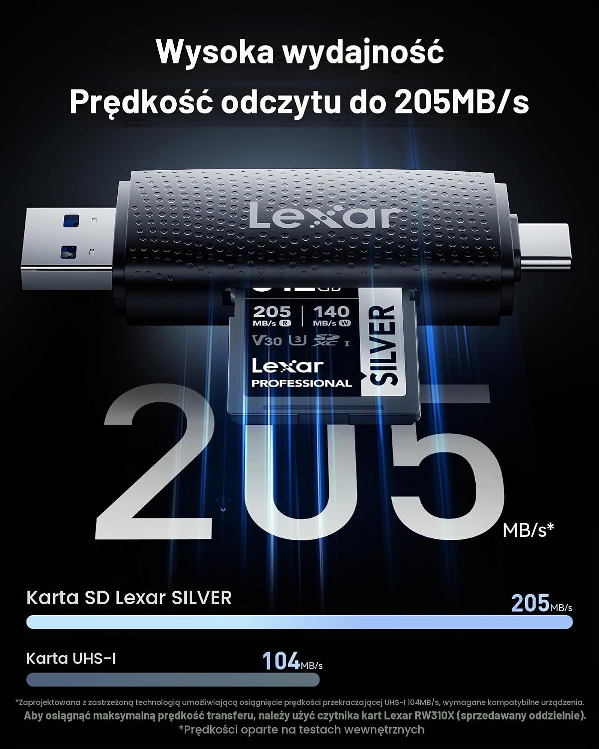 Detalle 2 de Lexar LSDSILV512G-BNNNG Silver, karta SDXC 512 GB UHS-I, V30, do 205 MB/s