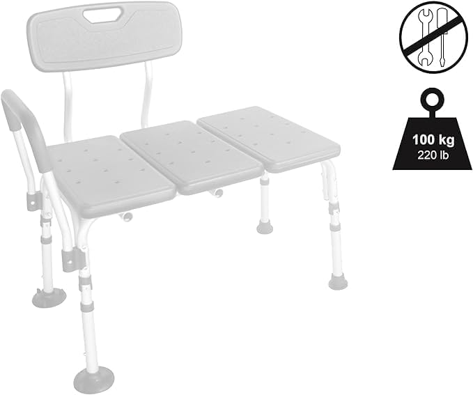 Detalle 1 de PEPE Mobility Banc de Transfert Baignoire Transfer Bath Bench, Adjustable with Suction Cups