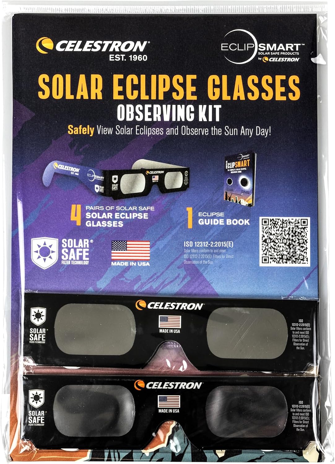 Thumbnail 1 de Celestron EclipSmart Solar Eclipse Glasses Observing Kit (4 Glasses + Guidebook)