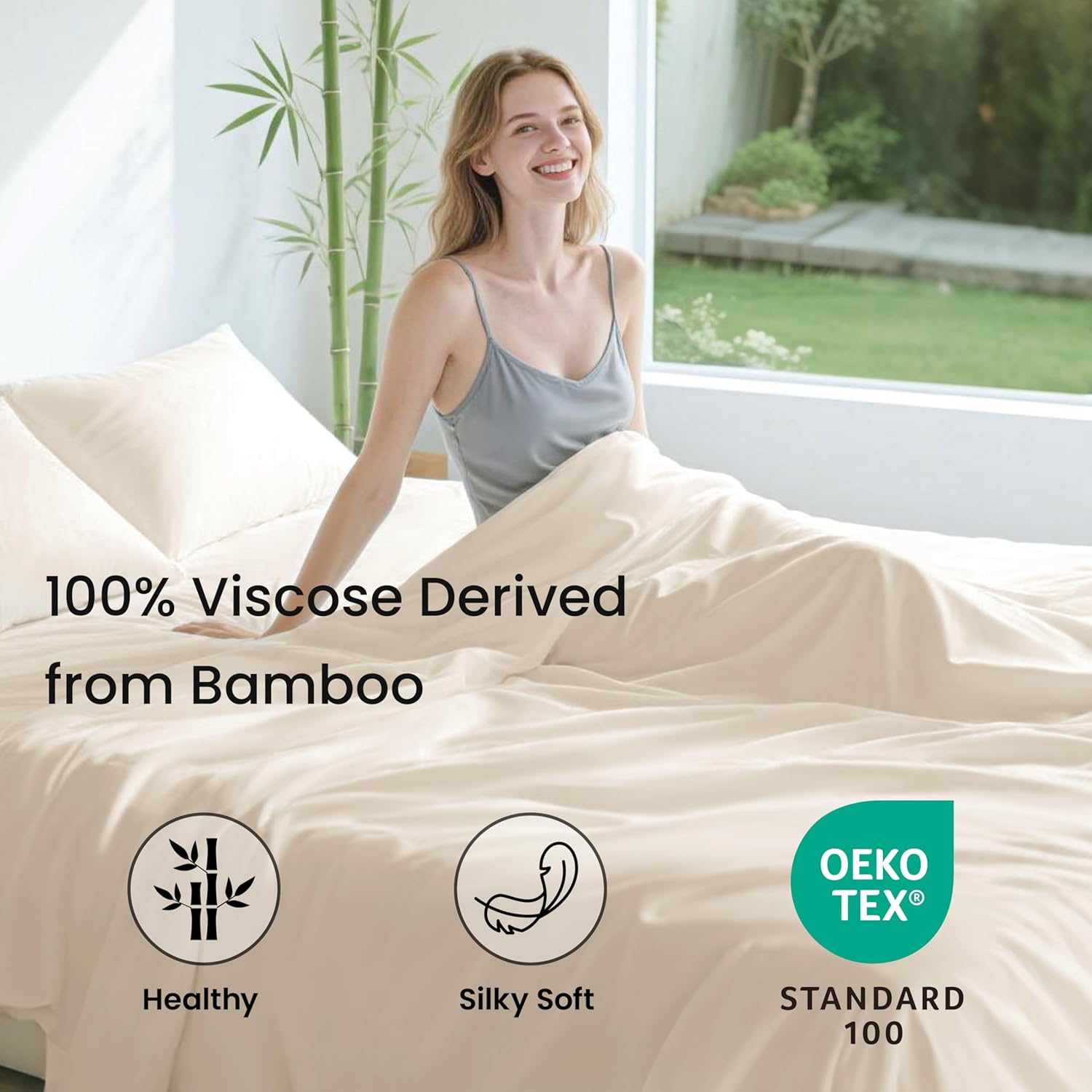 Thumbnail 1 de Love's Cabin 4 Piece Queen Sheet Set: 100% Rayon Derived from Bamboo, Cooling & Breathable
