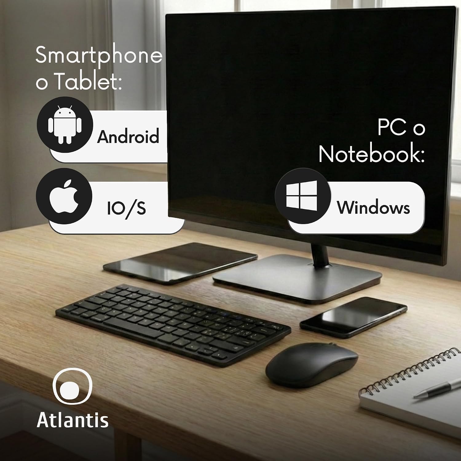 Thumbnail 5 de Atlantis Argo 900Pro Combo Kit: mini-toetsenbord en muis, Italiaanse QWERTY