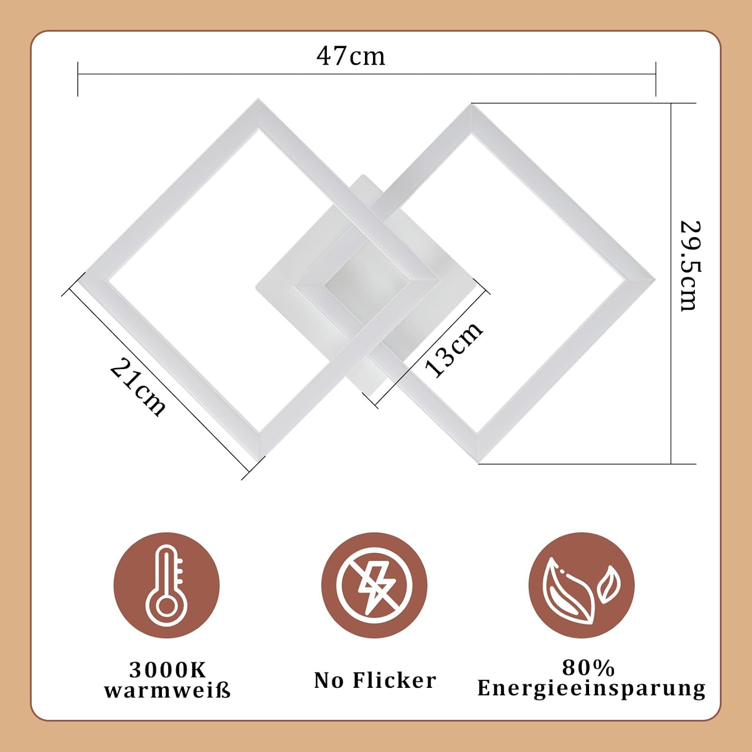 Thumbnail 4 de Homefire LED-Deckenleuchte für Küche & Flur, 24 W, warmweiß (3000 K), eckig, 47 x 29,5 x 6 cm