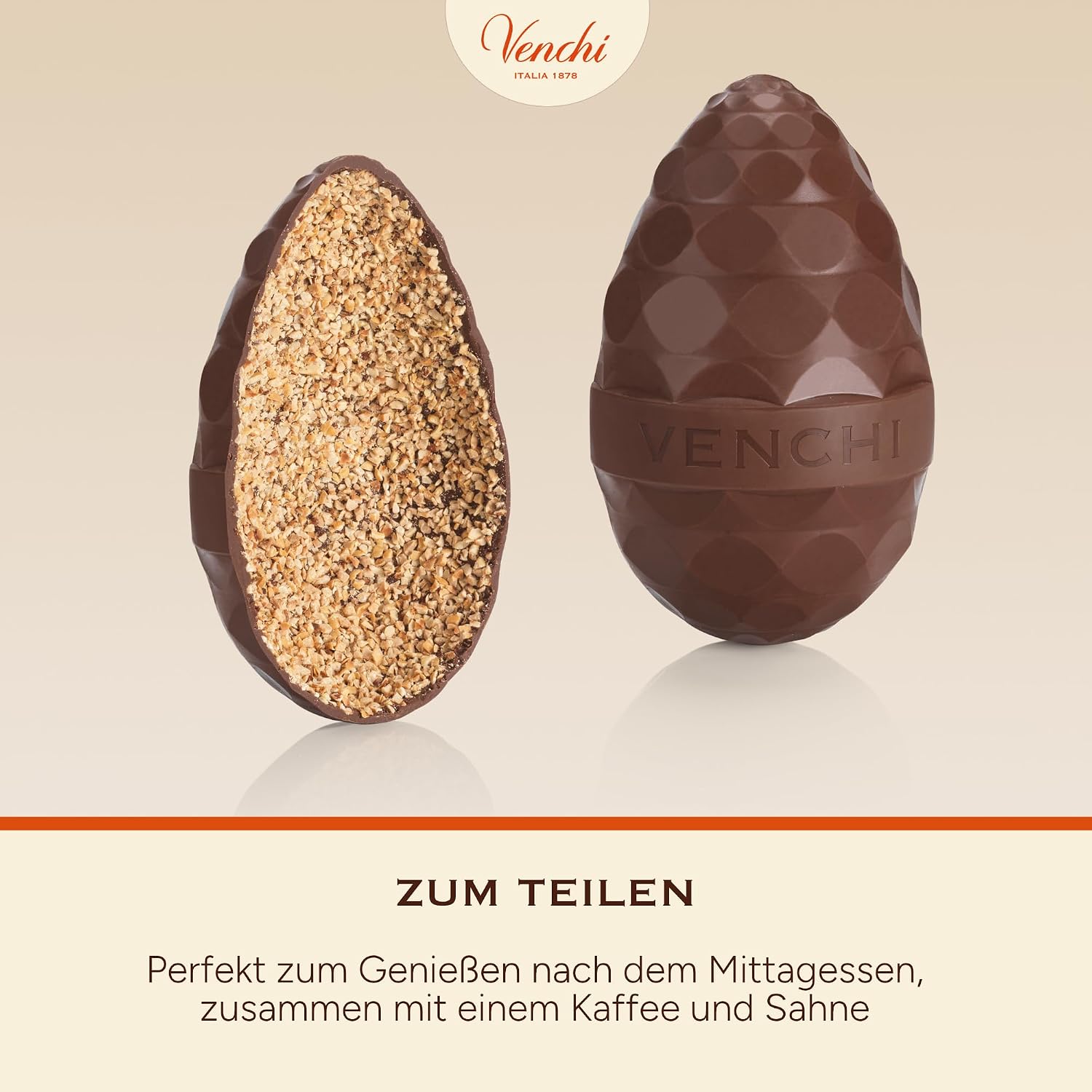 Detalle de Venchi Chocoviar Gianduja-Schokoladenei (330 g) mit „Piemont-Haselnüss“, glutenfrei & Überraschung