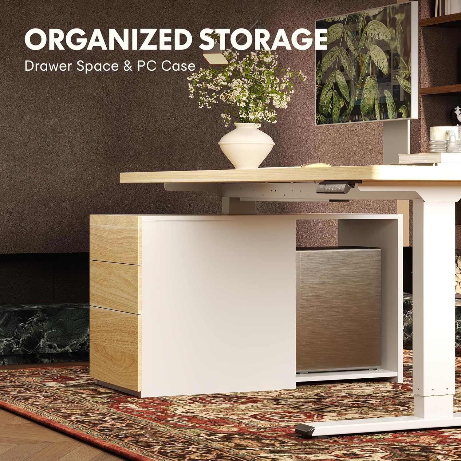 Thumbnail 4 de FLEXISPOT EN2 EN1W+R5528W+CAB1WG Standing Desk Bundle, White