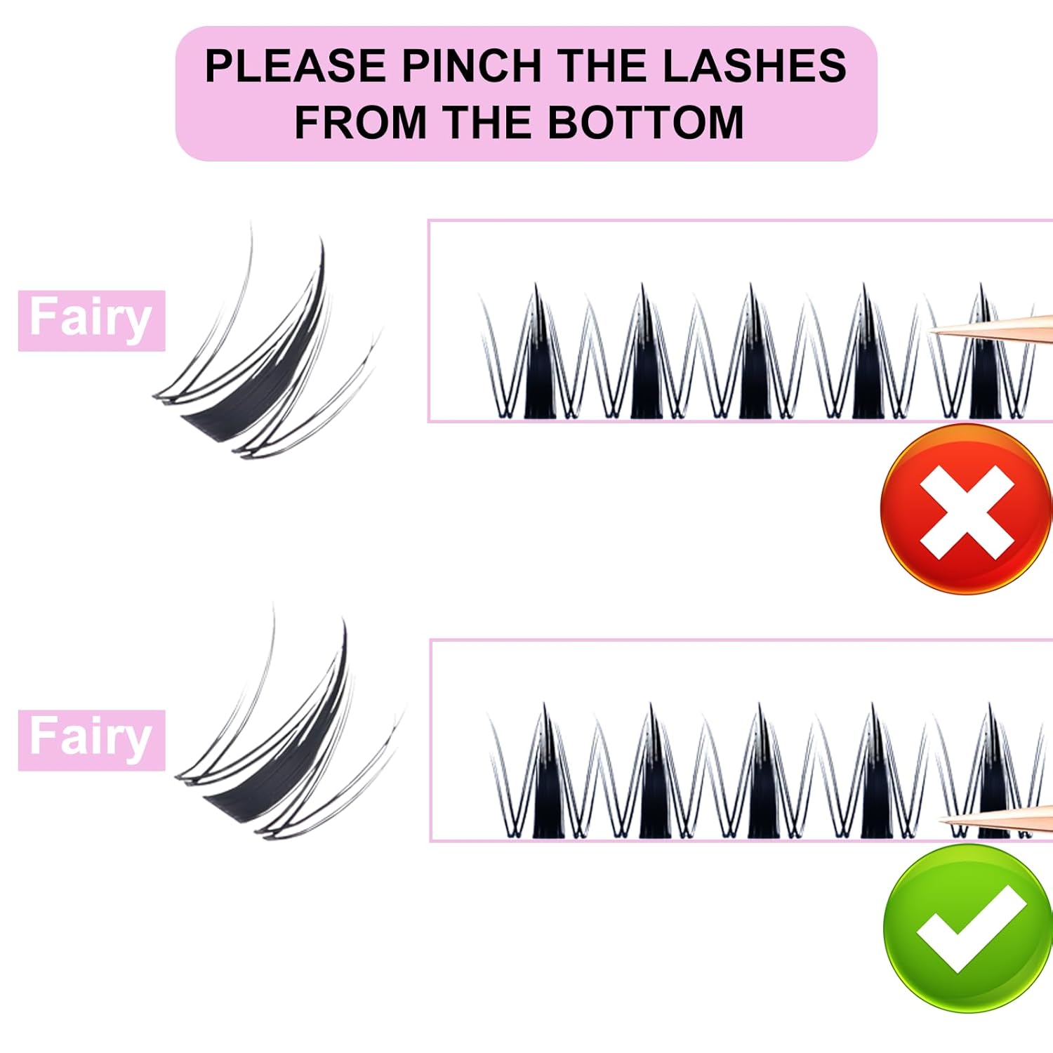 Detalle de LAUBESS Lash Extension Set Cluster Lashes – 0.07D Mix8-16 mit Kleber und Pinzette