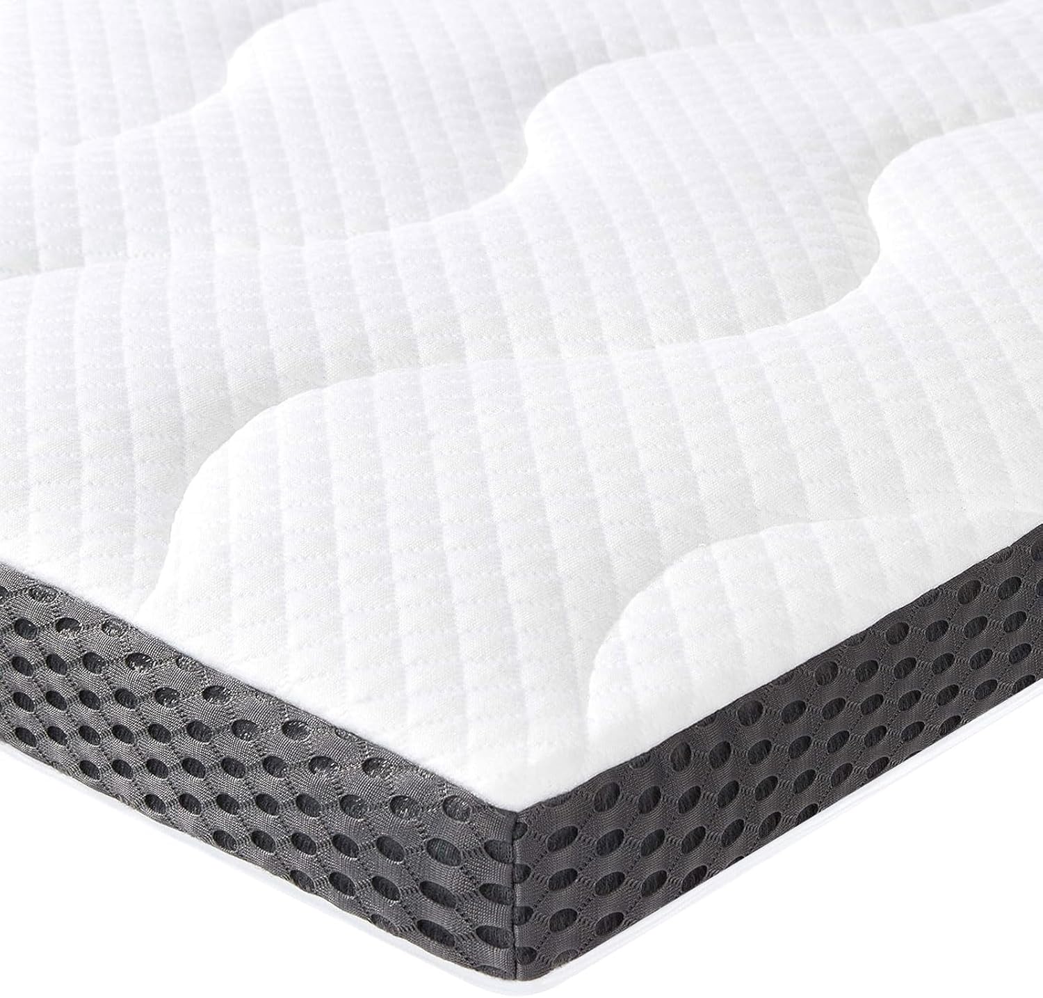 Detalle de Amazon Basics Topper Singolo 90 x 190 cm Memory Foam con Gel Rinfrescante, 7 cm – Coprimaterasso Bianco