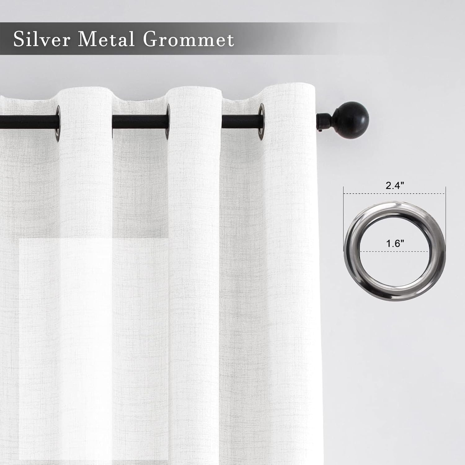 Thumbnail 1 de Melodieux Ösenvorhang aus Polyester – 2er-Set, weiß, 225 x 140 cm