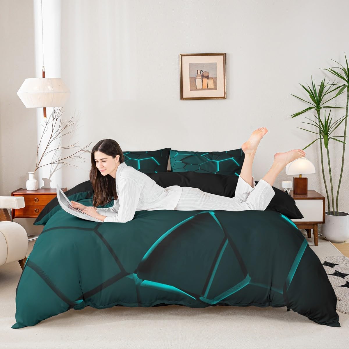 Detalle de Loussiesd Geometric Effects 3D Duvet Cover Double 200cm