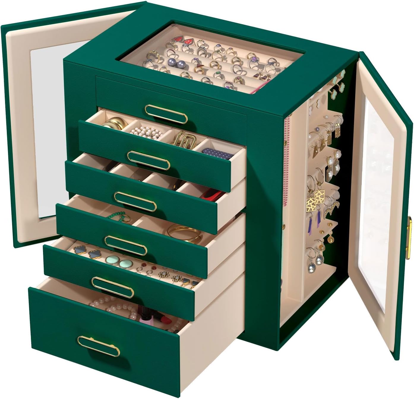 Thumbnail 5 de ASINGYER 6-Layer Jewelry Organizer with Glass Doors ๐