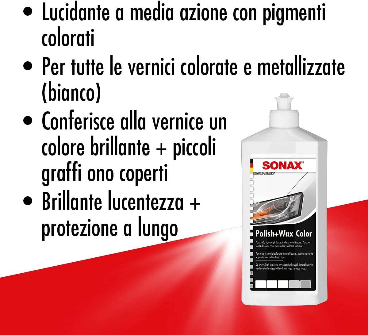 Thumbnail 2 de SONAX Polish+Wax Color white 500 ml: polish con pigmenti colorati e cera naturale