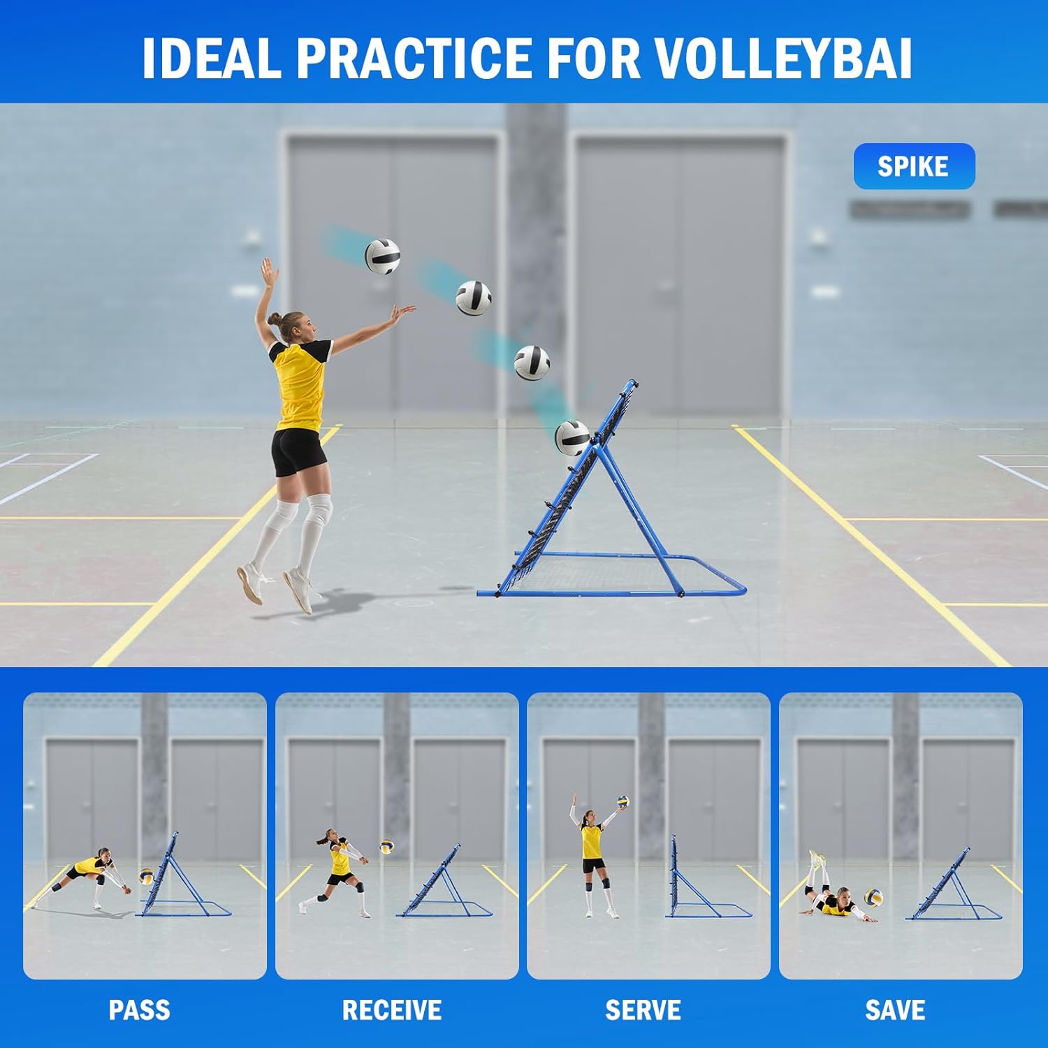 Thumbnail 3 de Winthai Soccer Baseball Volleyball Rebounder Net (5x4ft) – Quick-Switch 3-Mode Training Goal Net