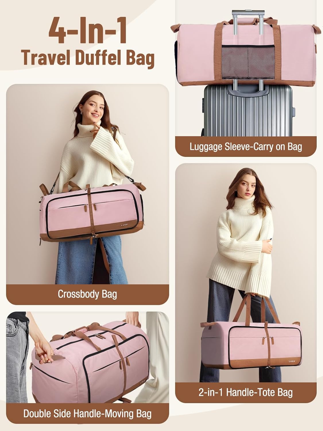 Thumbnail 4 de Lekesky Reisetasche Große 80L mit Schuhfach – Faltbare Weekender für Damen