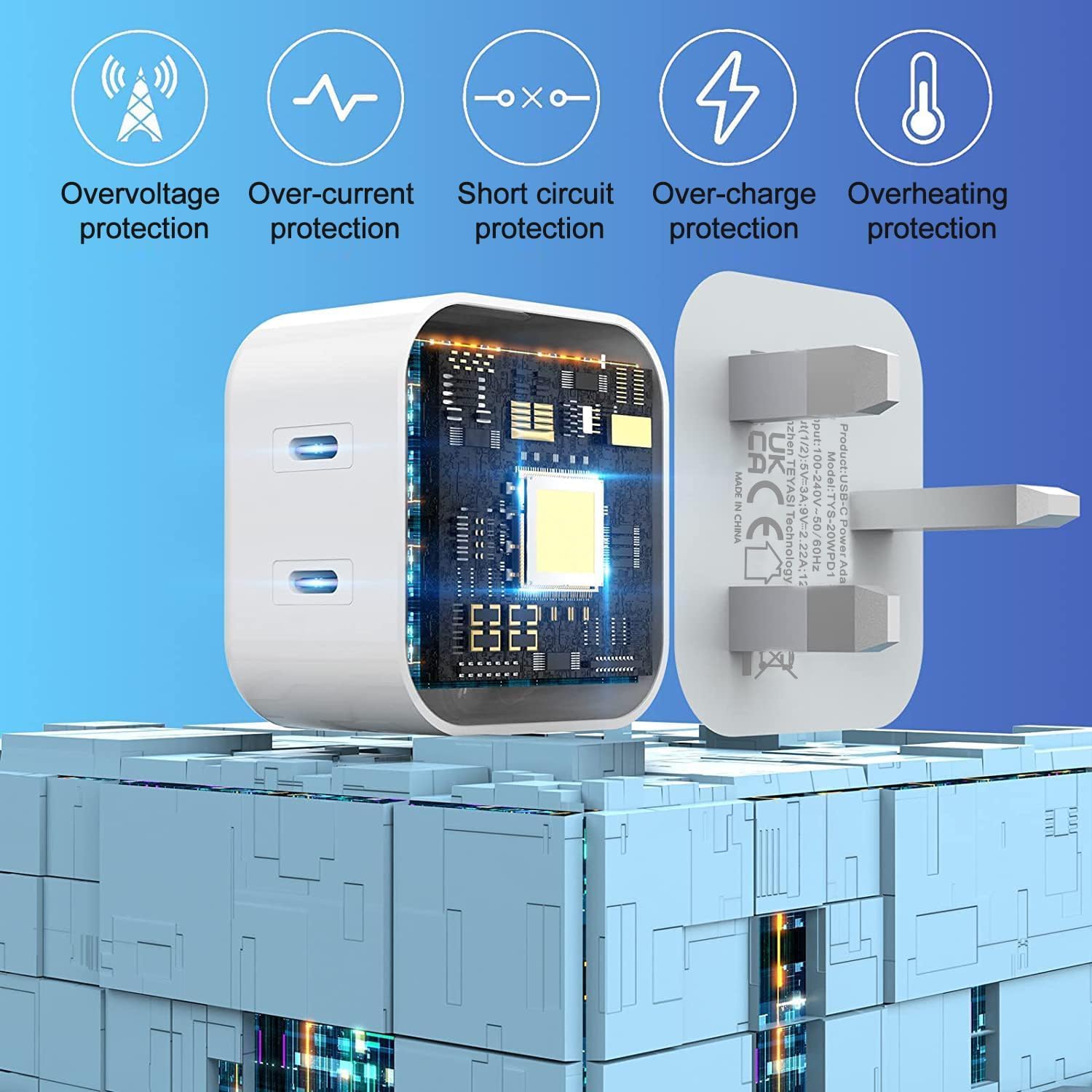 Thumbnail 4 de Bediaca USB-C Plug 20W Fast Charger (2-Pack) – UK Type C wall plug for iPhone and iPad