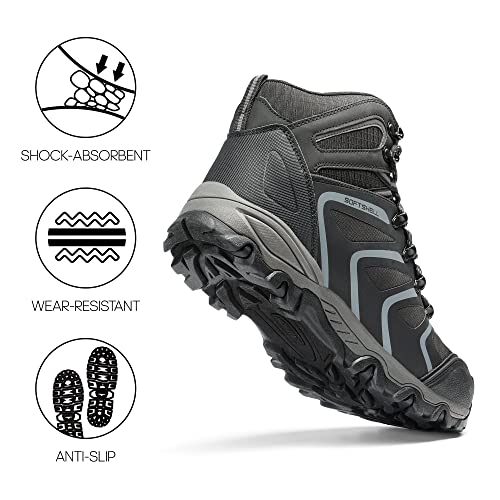 Detalle 2 de NORTIV 8 Armadillo Herren-Wanderschuhe, wasserdicht, Schwarz/Grau, 43W
