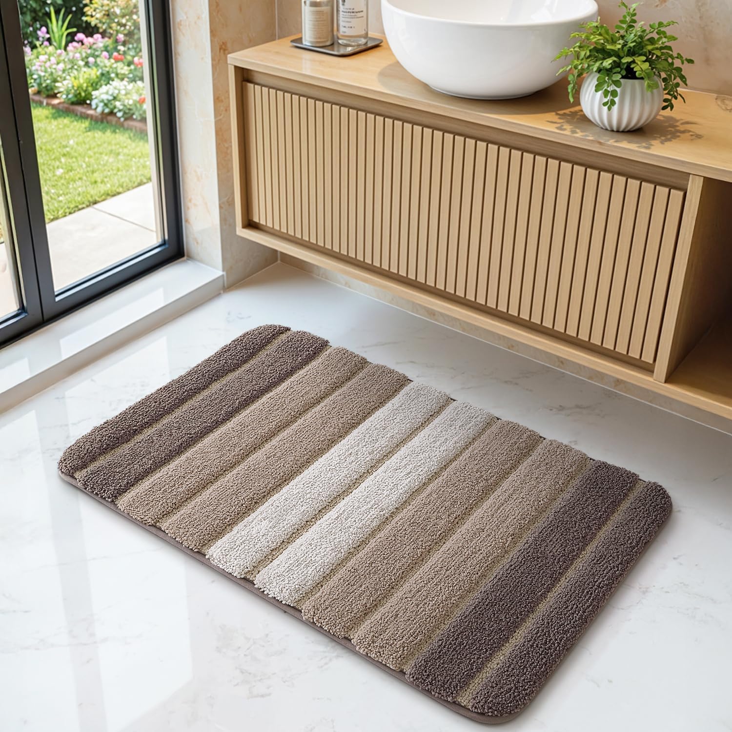 Thumbnail 6 de DEXI Tapis de salle de bain antidérapant 60 x 110 cm, extra doux, lavable en machine (beige)