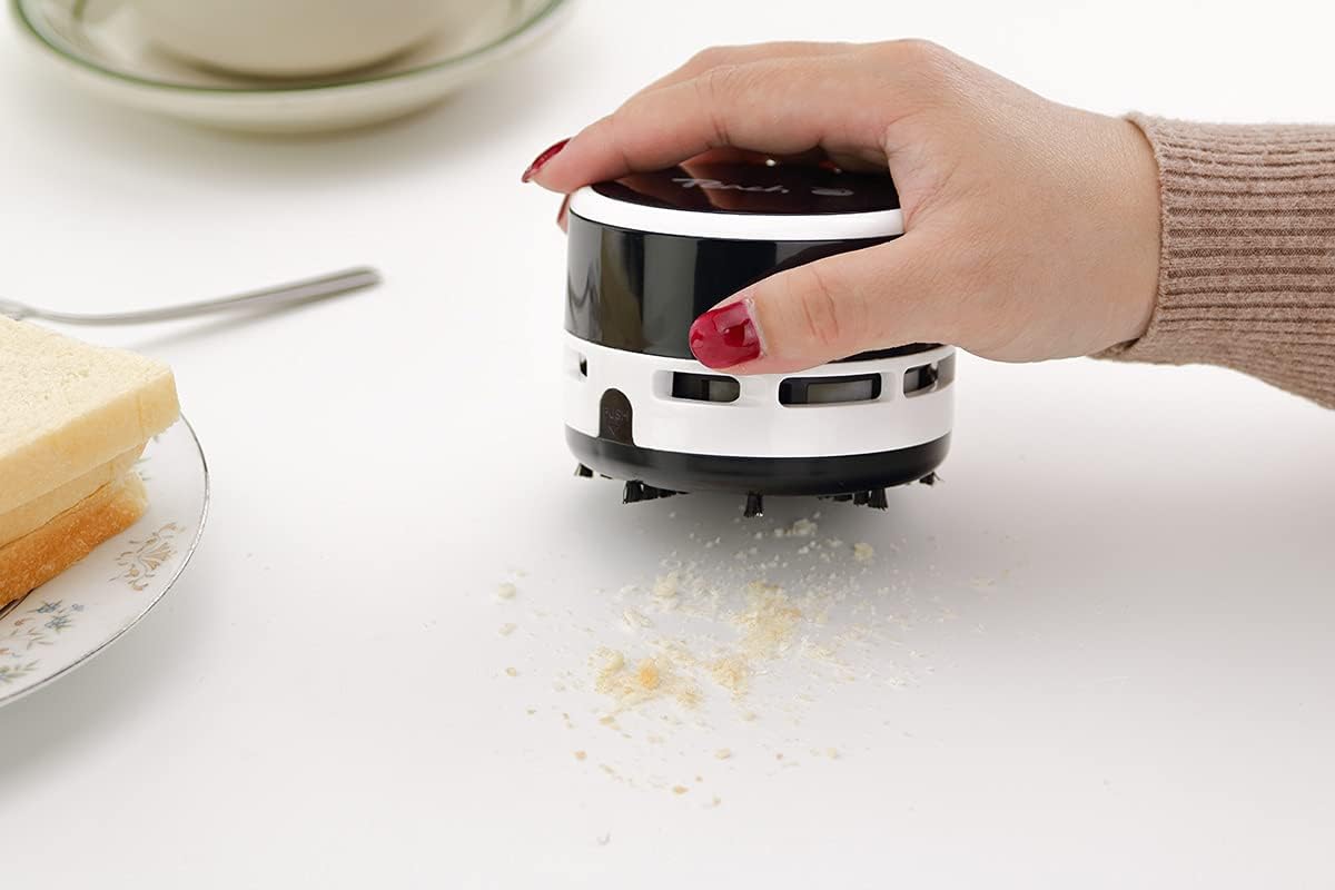 Detalle de Peach PA105 Mini-Staubsauger – kabellos, 2x AA, hohe Saugleistung, schwarz