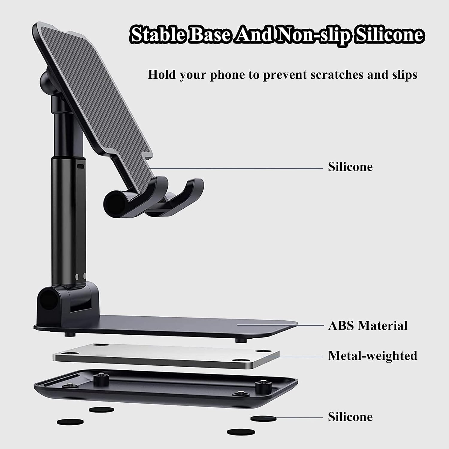 Detalle de Meetuo 2-Pack Adjustable Cell Phone Stands (Foldable, Portable, Adjustable Angle & Height)