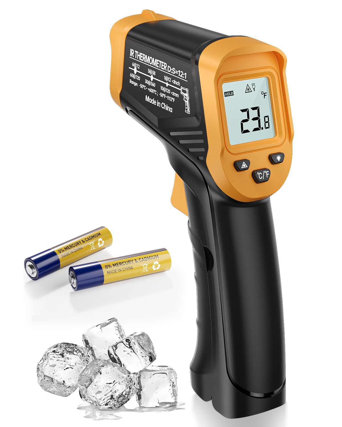 Detalle de Eventek Infrarot-Thermometer (Laser) von -50°C bis 600°C für Küche, Grill, Kühlung & Industrie