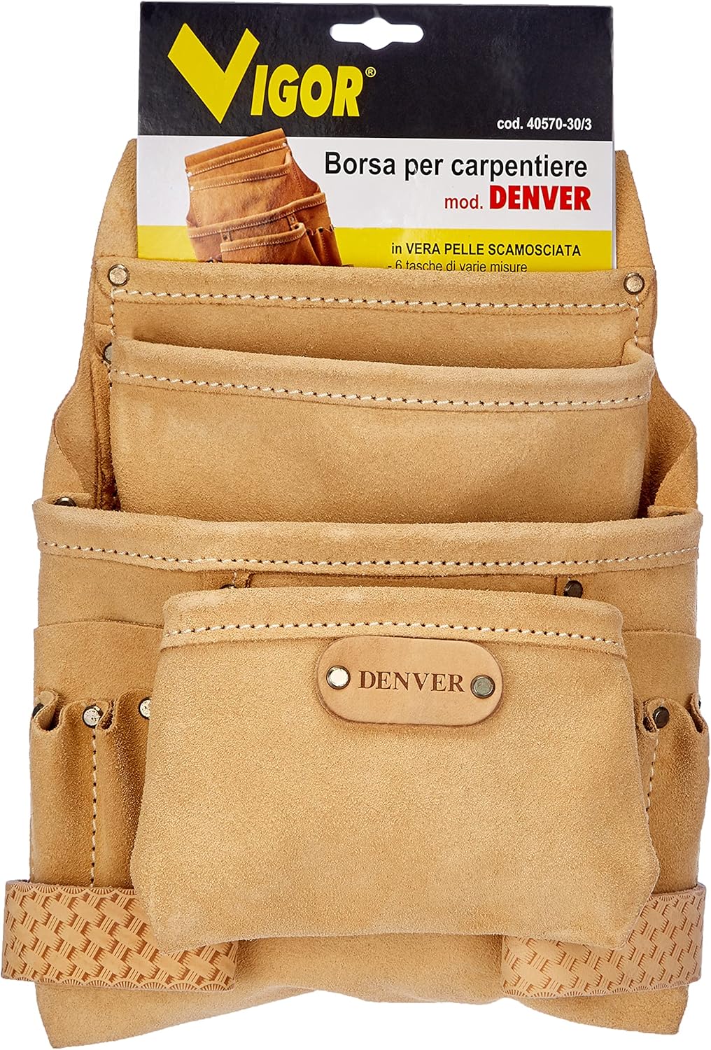 Thumbnail 1 de Blinky 40570-30 Denver borsa da carpentiere in vera pelle, 6 tasche