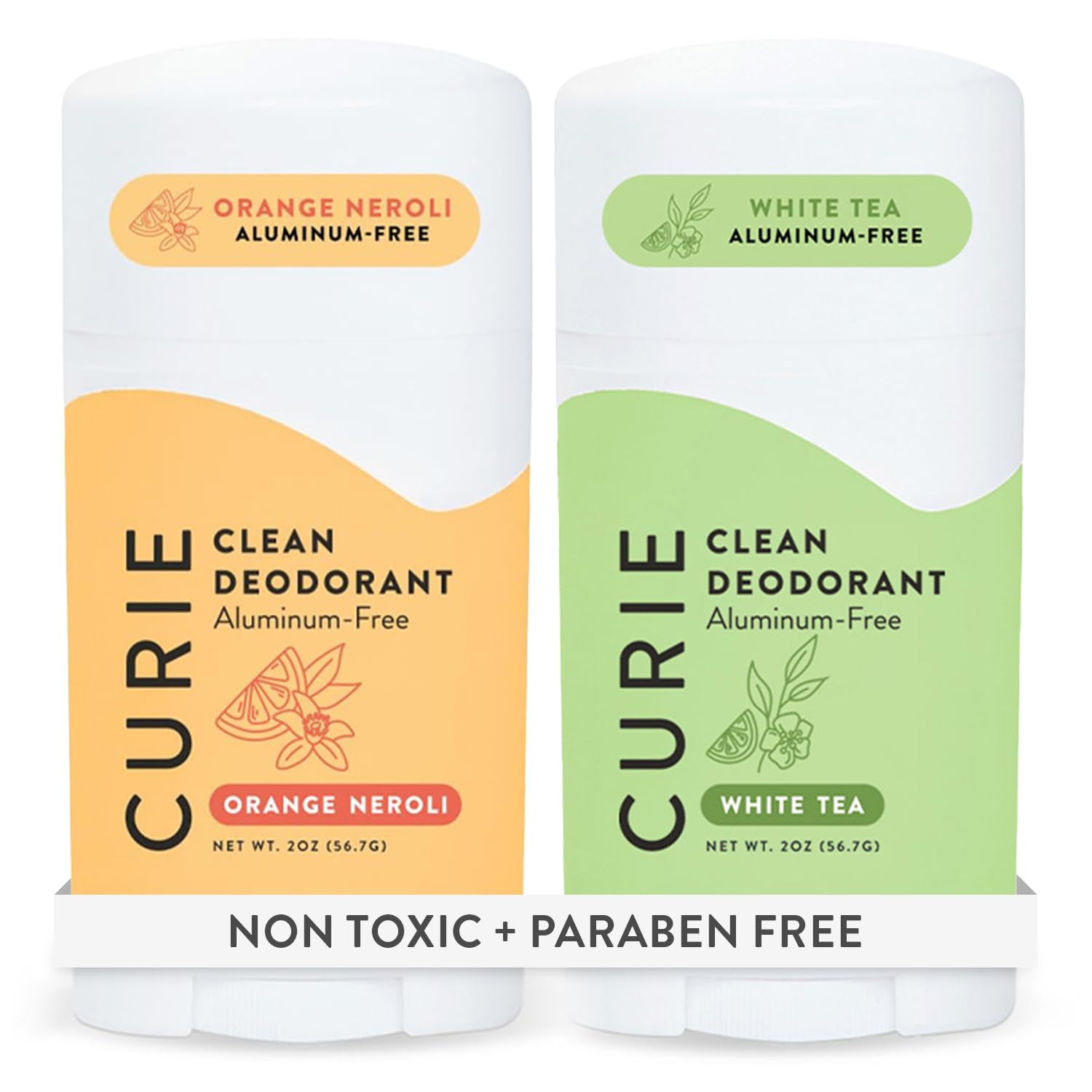 Detalle de Curie Natural Deodorant for Women - Orange Neroli + White Tea (2pk): Aluminum-Free, Clean & Sustainable