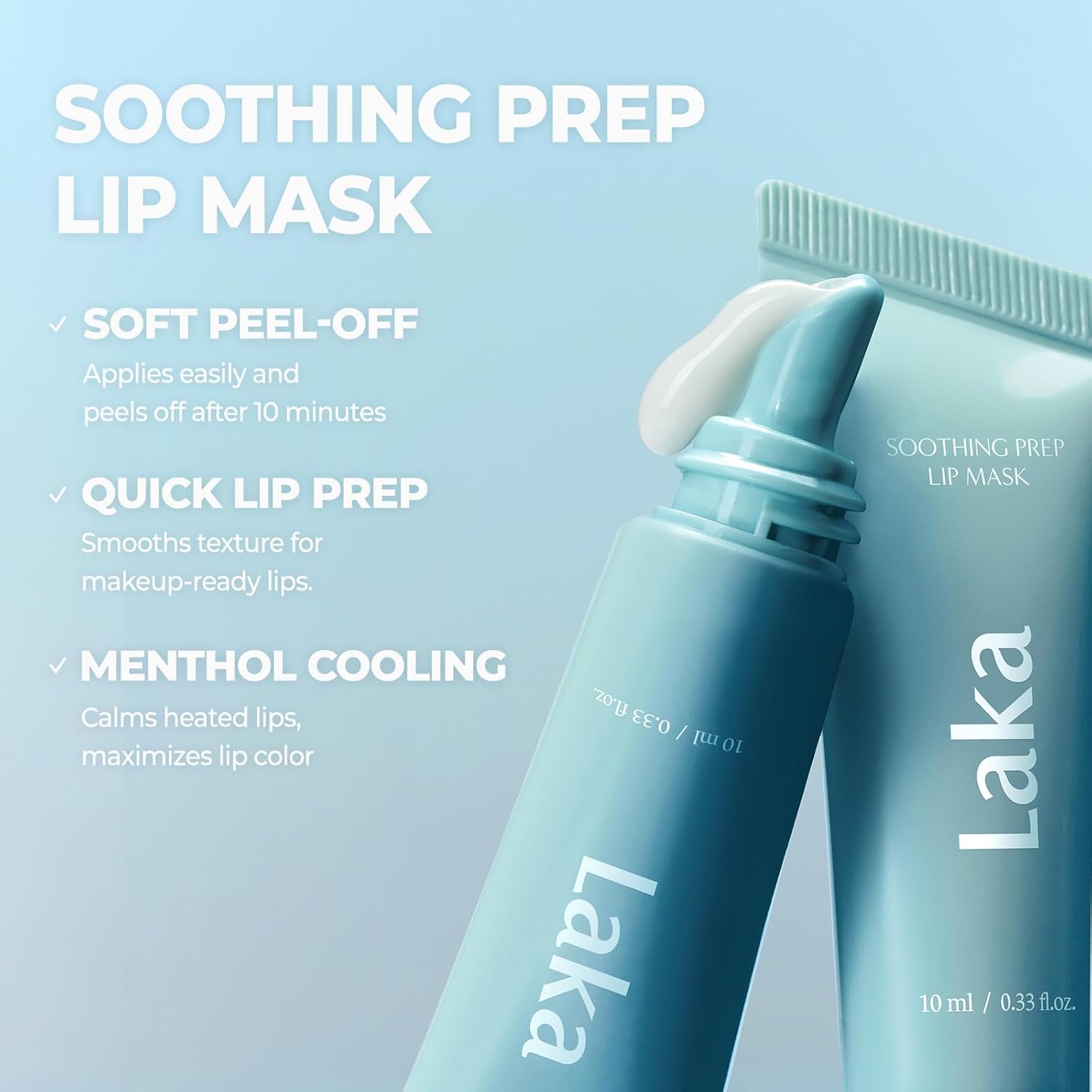 Detalle de Laka Soothing Prep Lip Mask: Cooling Peel-Off Exfoliator for Soft, Prepped Lips