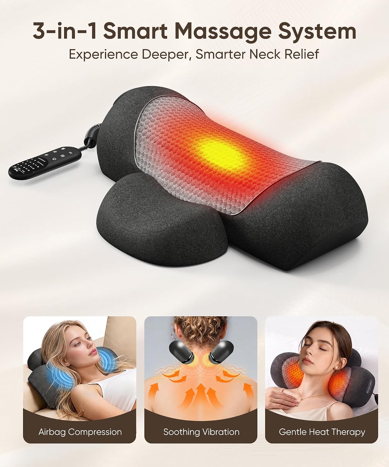 Detalle de Amkish Heated Neck Massager Pillow with Airbag Support, Massage Modes and Heat