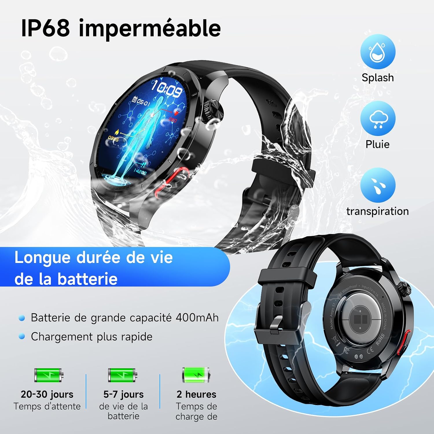 Detalle de YUPENG 2026 Nouvelle Montre Connectée Homme — ECG/HRV, Tension, BMI et 120 modes sportifs