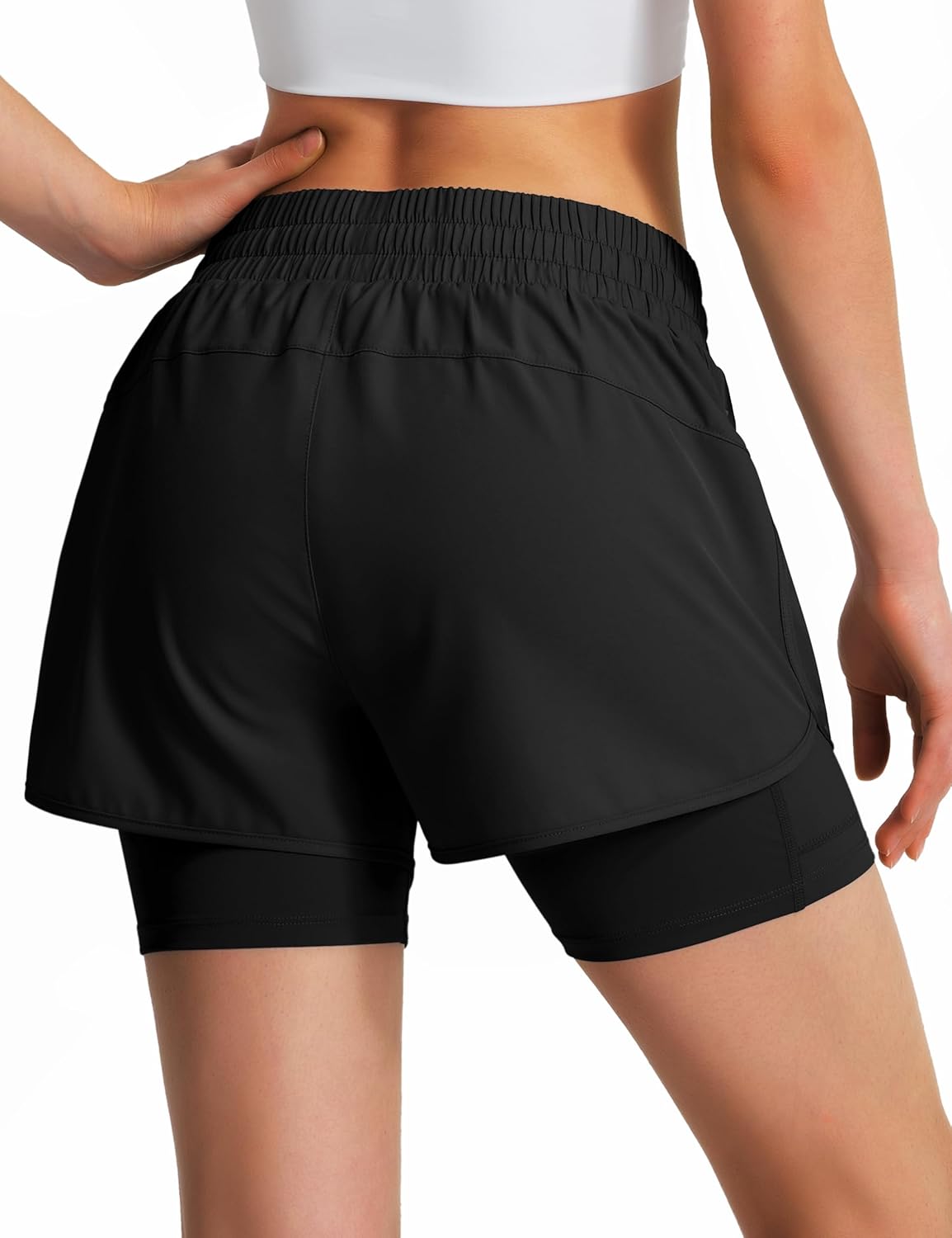 Thumbnail 3 de Ksmien Women's 2 in 1 Running Shorts with Liner and Phone Pockets