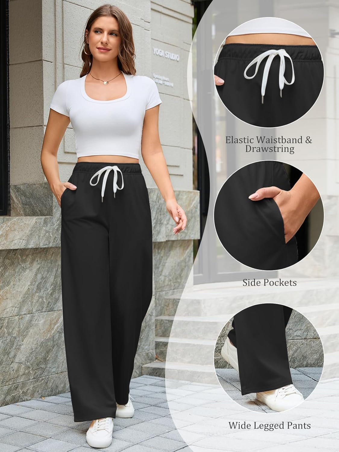 Thumbnail 4 de Vorvowry Women Tracksuit Bottoms: High Waist Wide Leg Joggers with Pockets