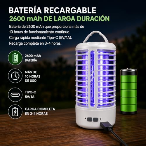 Detalle 2 de ZALEZ Lampara Antimosquitos Interior y Exterior con UV 365 nm y descarga eléctrica