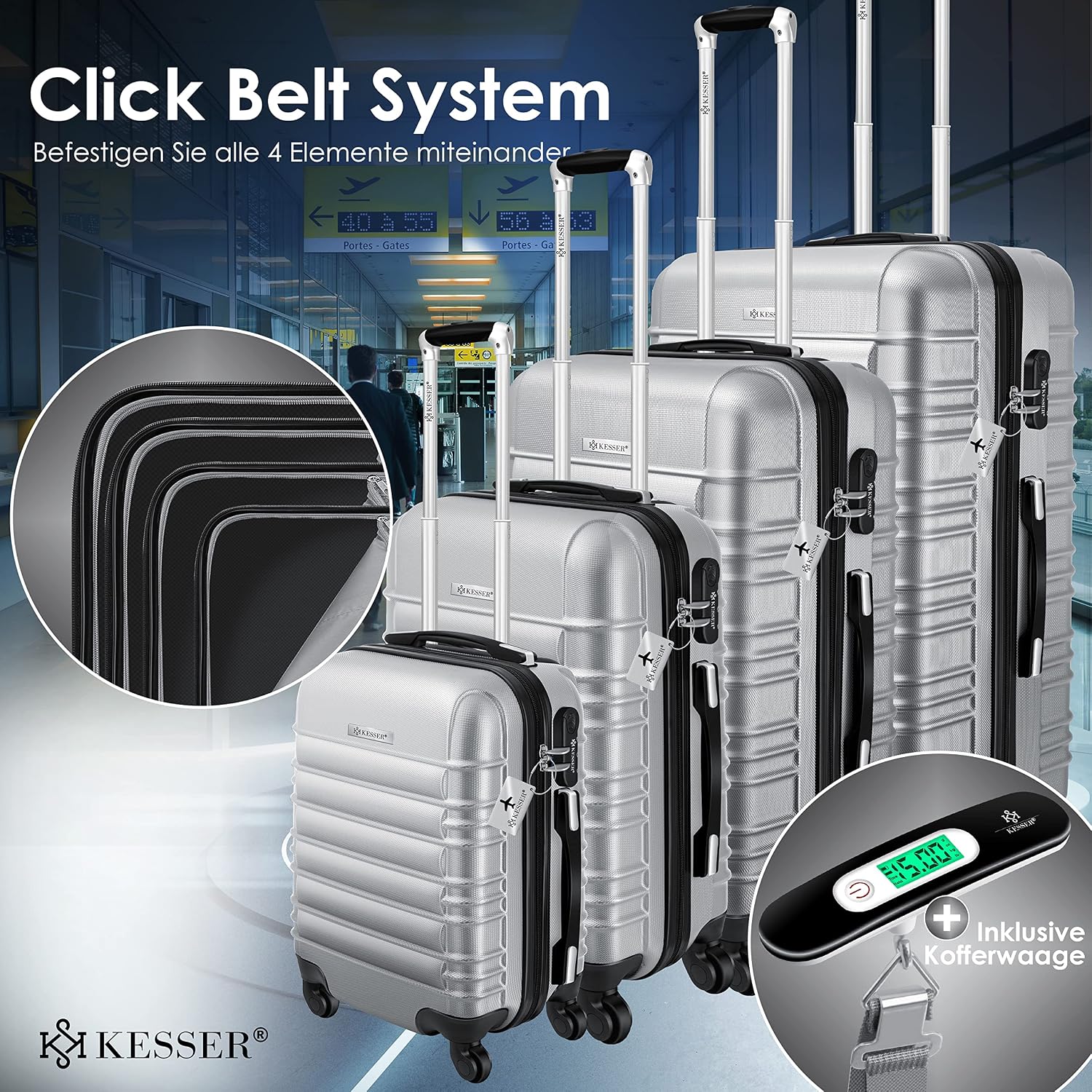 Detalle 2 de KESSER® Set de 4 Maletas Rígidas con Accesorios ✈