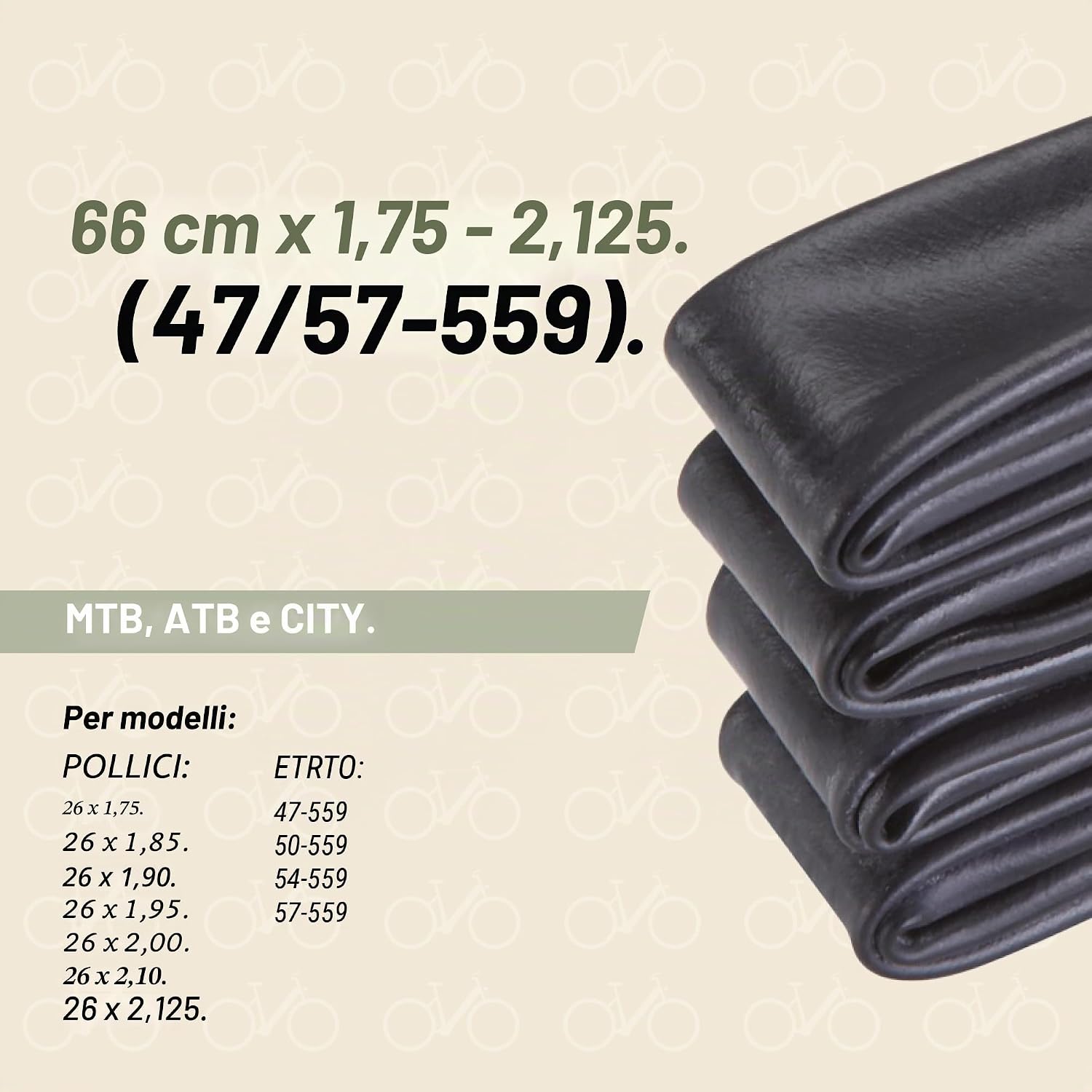 Detalle de Prophete Tubo bici 26/27,5" (2 pezzi) con valvola Schrader, ETRTO 47-559–57-559 / 47-584–57-584