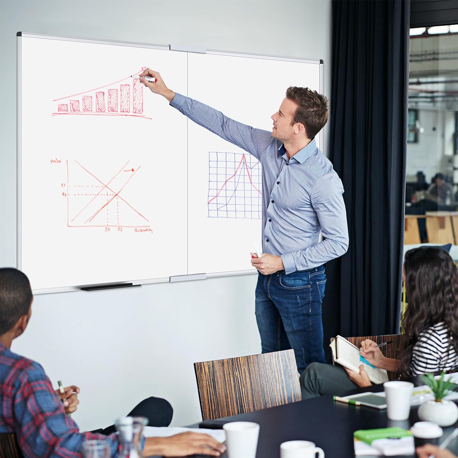 Detalle 2 de VIZ-PRO WFLD4836L-ACCES 48 x 36-Inch Magnetic Whiteboard with Aluminum Frame