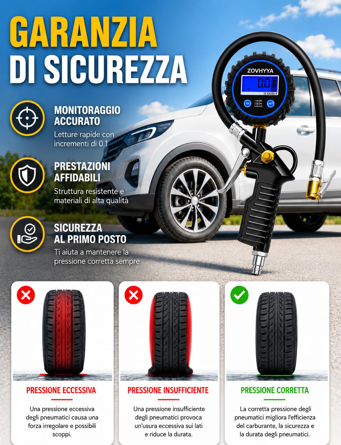 Thumbnail 2 de Manometro ZOVHYYA 220 PSI per pneumatici