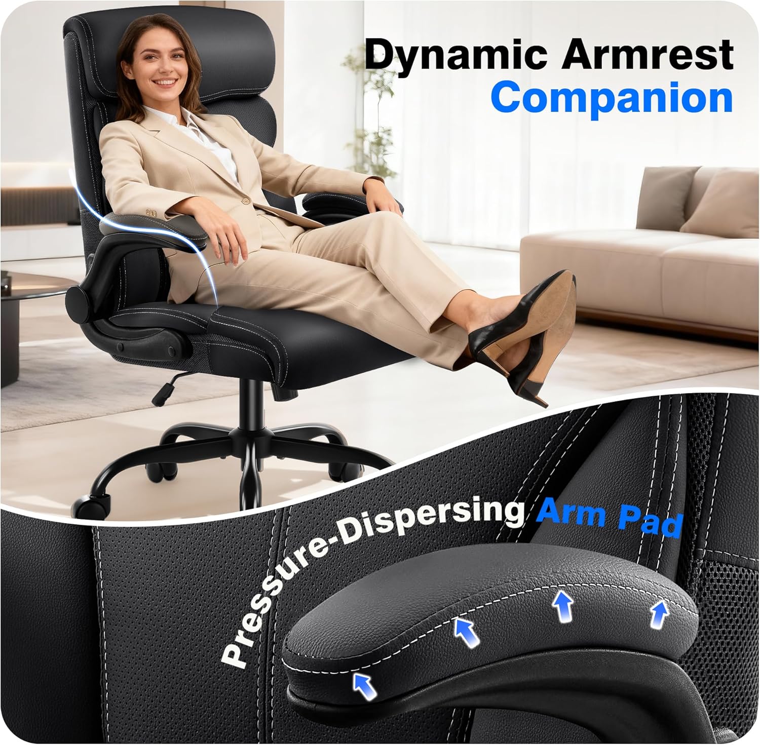 Thumbnail 5 de AreShark Office Chair Executive High Back with Lumbar Support, Breathable Faux Leather, and Rock Recline