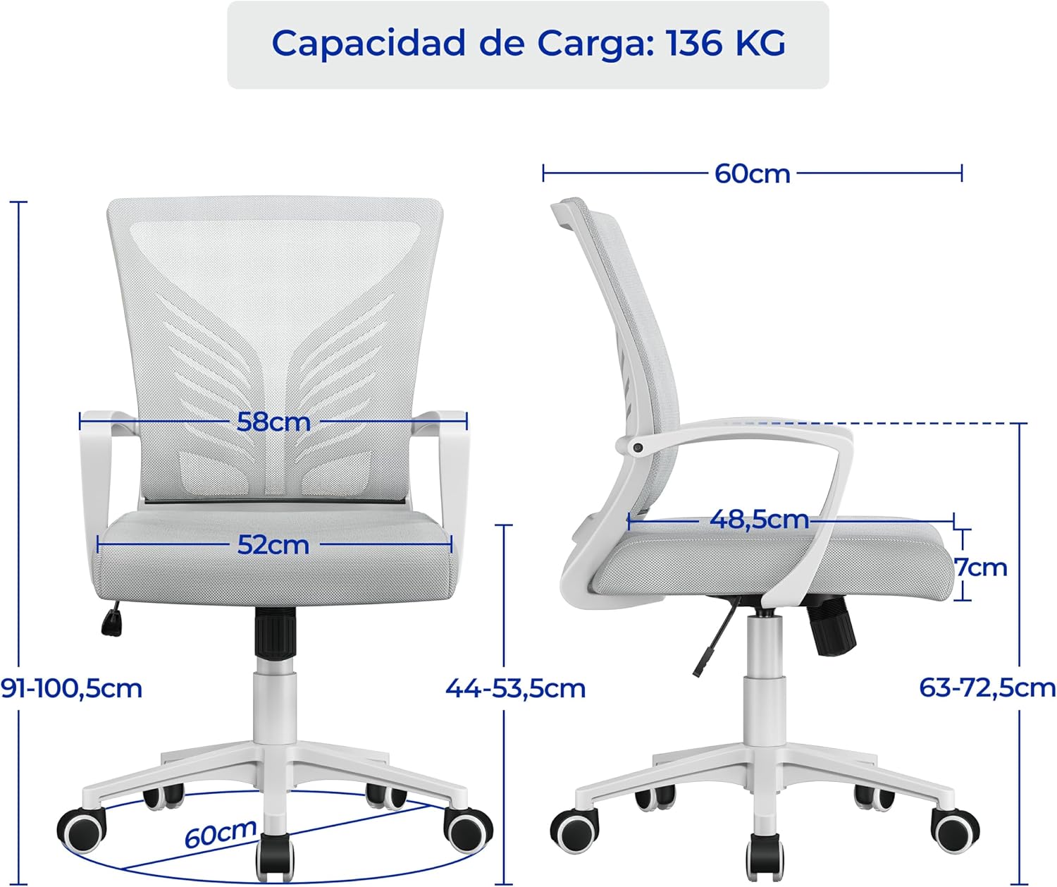 Thumbnail 2 de Yaheetech Silla de Oficina con Inclinación 136 kg