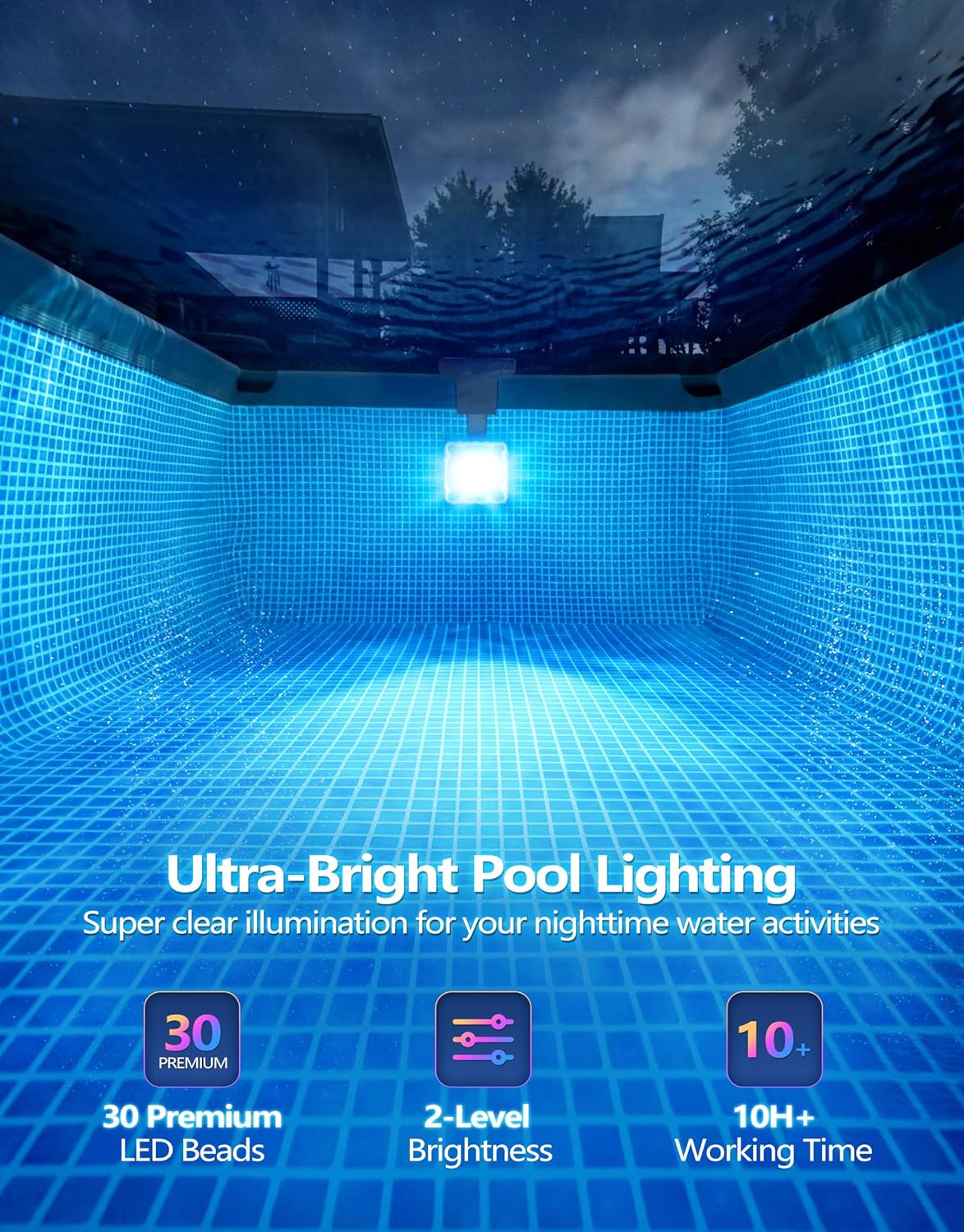 Detalle de DeeprBlu 2-in-1 Solar-Poolbeleuchtung und Thermometer für Metallrahmen-Aufstellpools