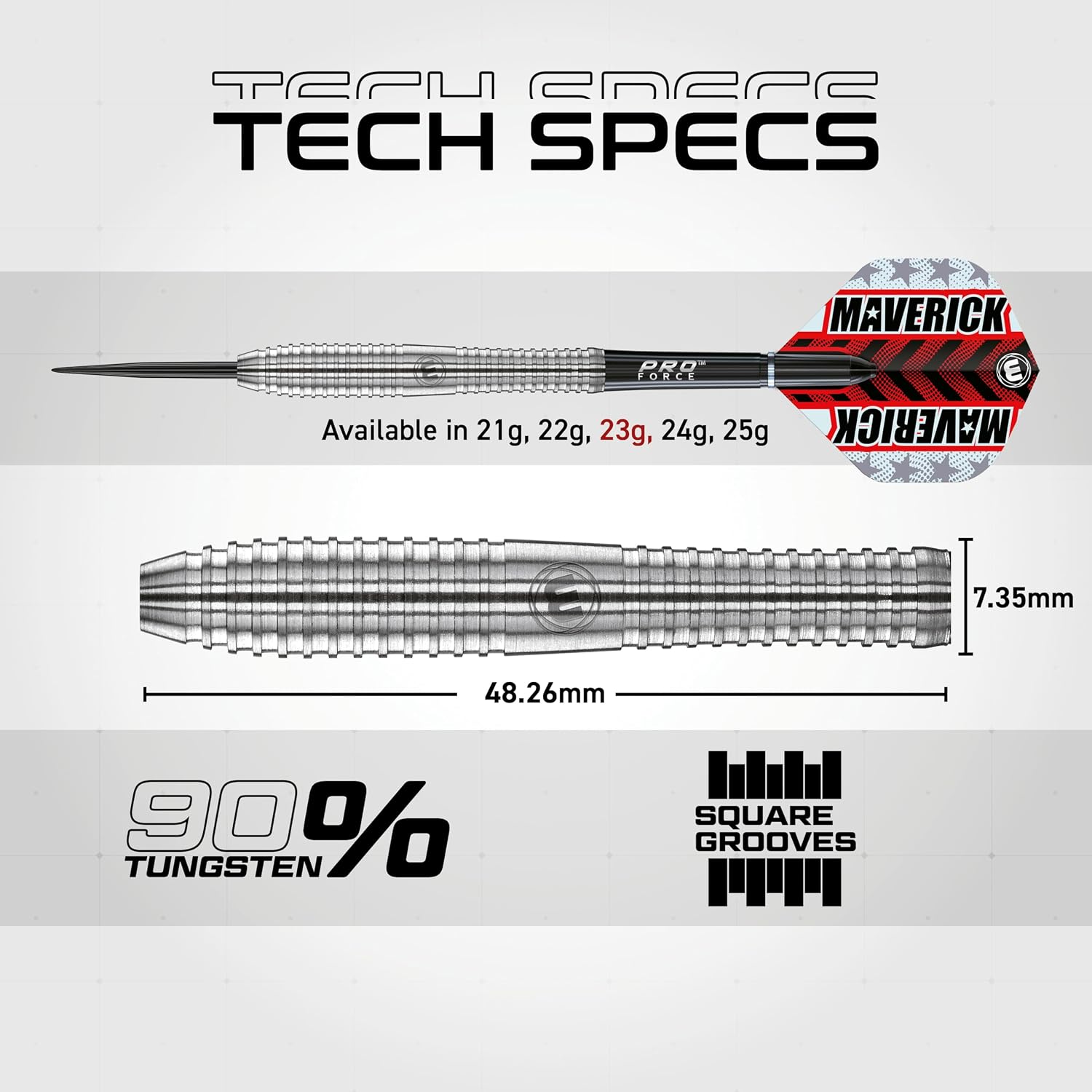 Thumbnail 3 de WINMAU Maverick 21–25 g – stalowe rzutki z beczkami 80% wolframu