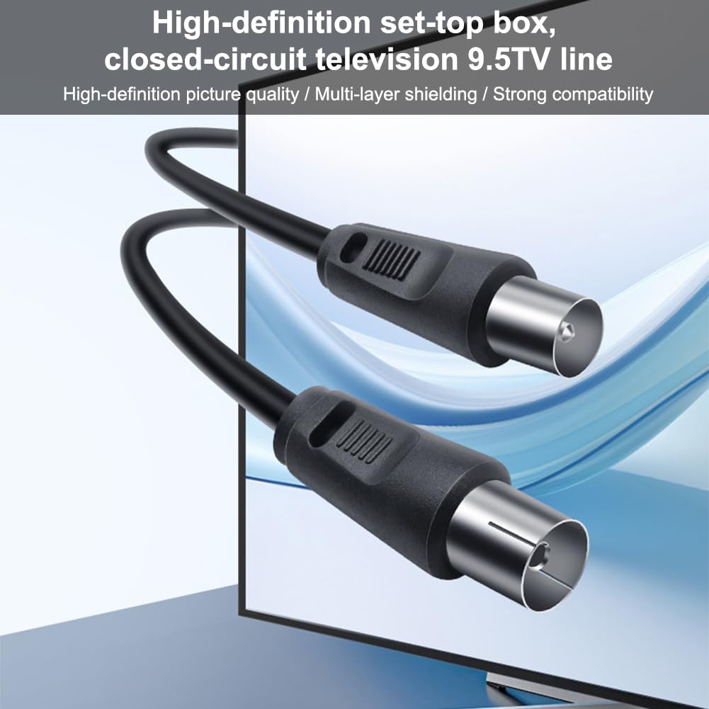 Thumbnail 4 de 2m Coaxial TV Aerial Cable with Male to Female Adapter