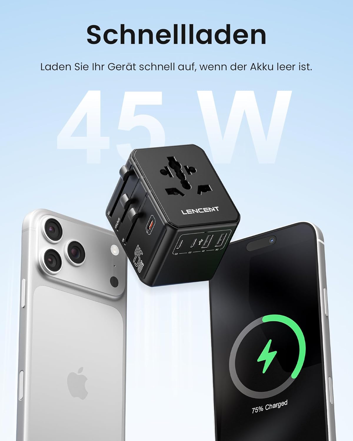 Thumbnail 2 de LENCENT Reiseadapter PD 45 W 163 g