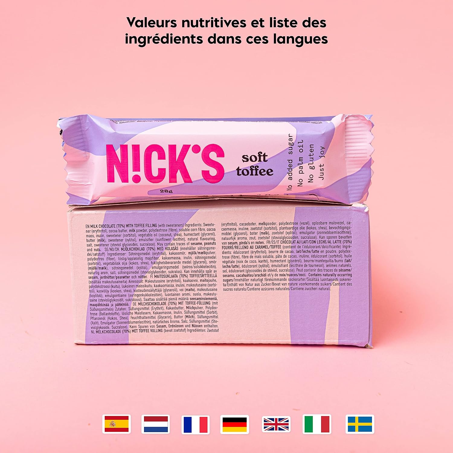 Thumbnail 6 de N!CK'S Keto Soft Toffee Caramel chocoladesnack met karamel, 110 calorieën